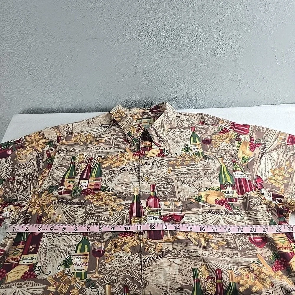 Reyn‎ Spooner Mens Hawaiian Shirt XL Winery Wine Bottles Vineyard Hawaiian Camp